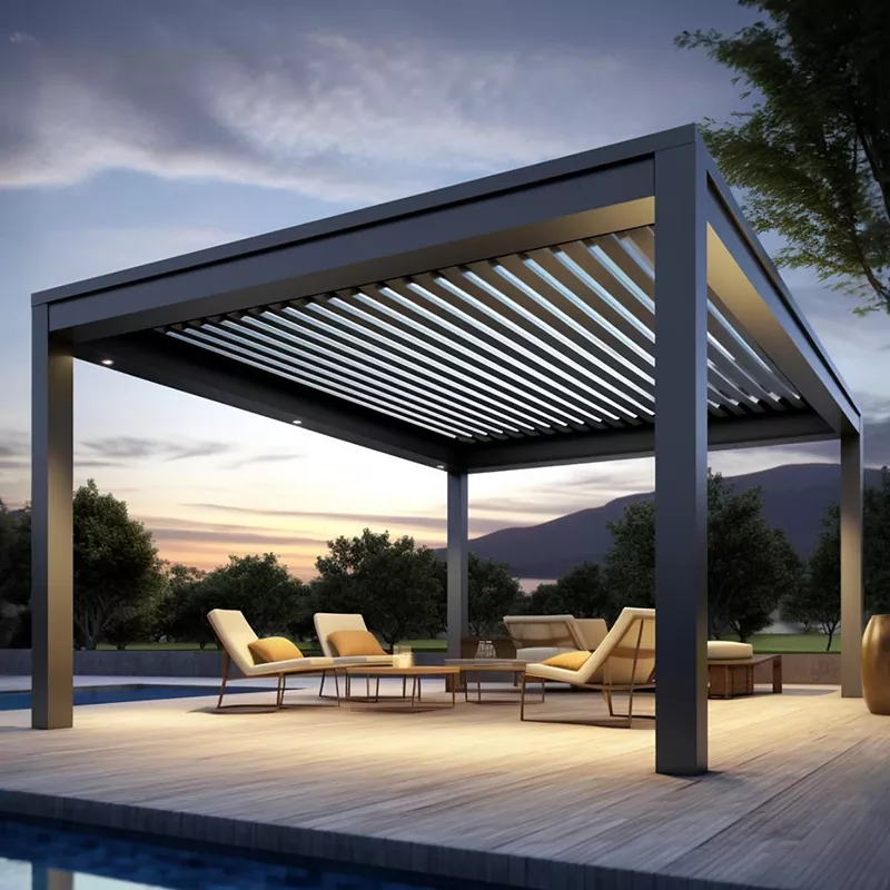 Pergola in alluminio con lamelle regolabili