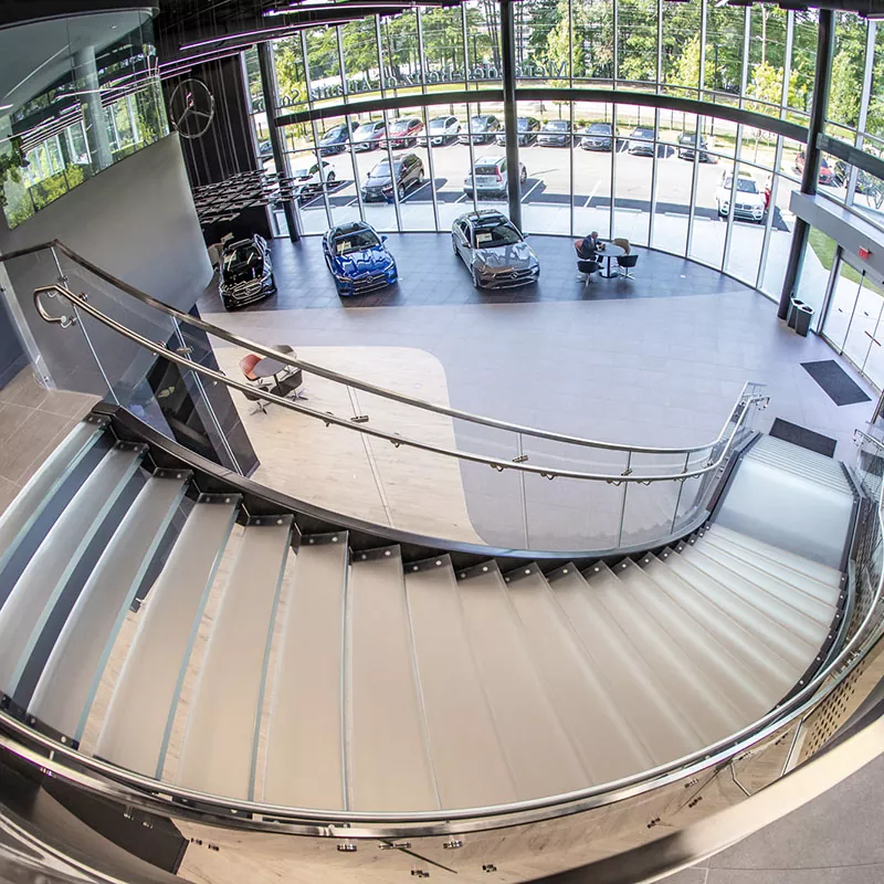 Ringhiera per scale in vetro