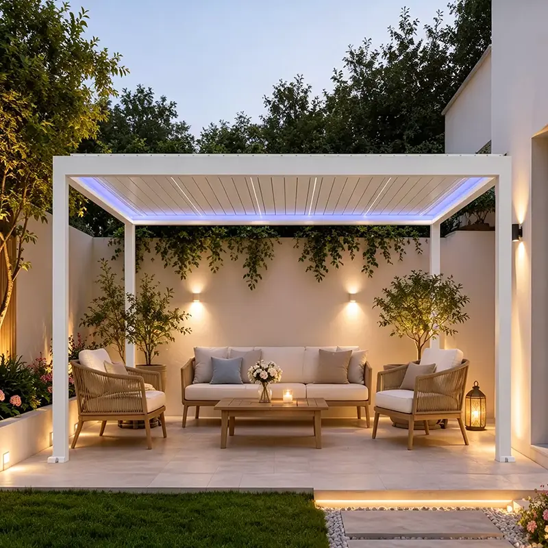 Pergola a lamelle retrattili motorizzate